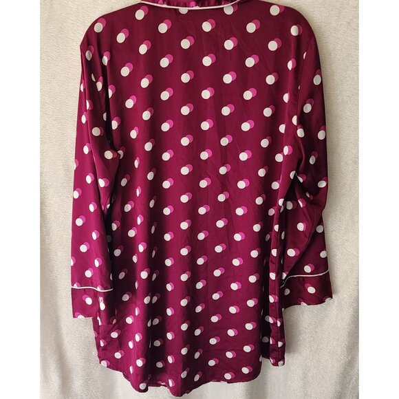 Victoria's secret sz L women lounge pajama top maroon polka dot button up - Picture 7 of 11